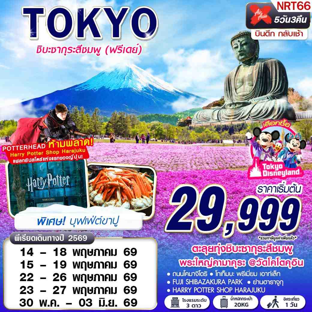 ทัวร์ญี่ปุ่น TOKYO ชิบะซากุระสีชมพู (FREEDAY) บินดึกกลับเช้า 5วัน 3คืน (XJ)